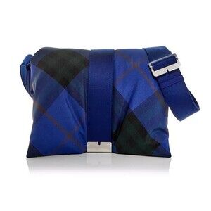BURBERRY Blue Pillow Signature Check Crossbody Nylon Adjustable Strap Logo $1950
